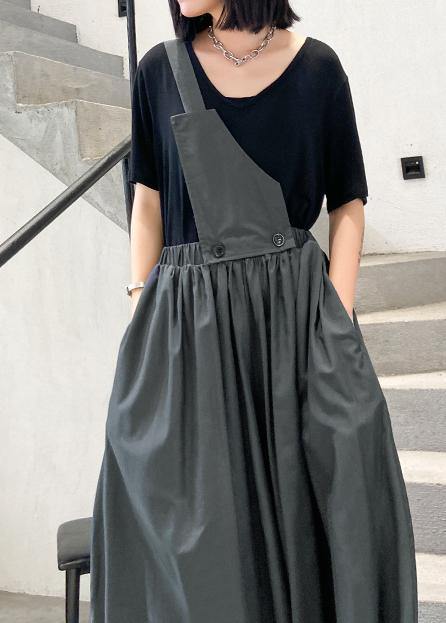 Women's summer plus size casual fashion unilateral strap skirt skirt + T-shirt two-piece suit - SooLinen