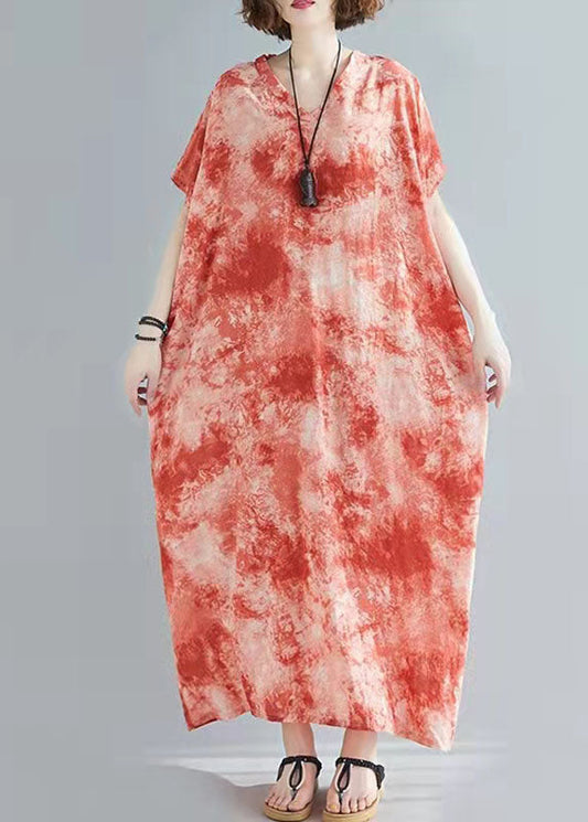 Damen V-Ausschnitt Baumwolle Tunika Top Shape grüne Drucke Kleider Sommer