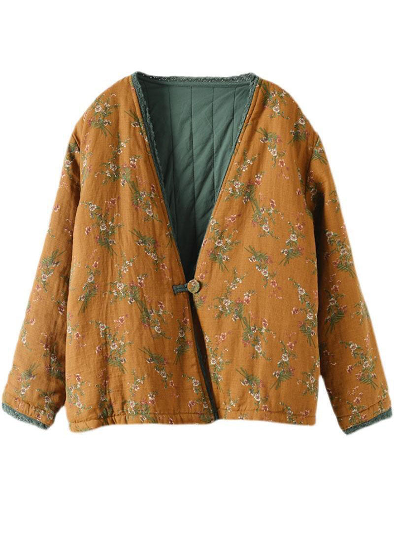 Gelb Patchwork Spitze Feine Baumwolle Gefüllt Strickjacke V-ausschnitt