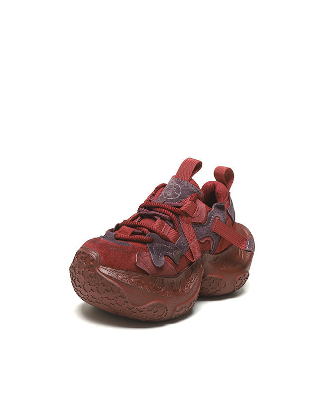 Zapatos de plataforma amarillos de gamuza informales con cordones