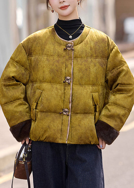 Gelbe Batik-Daunenjacken, Oversized-Winter
