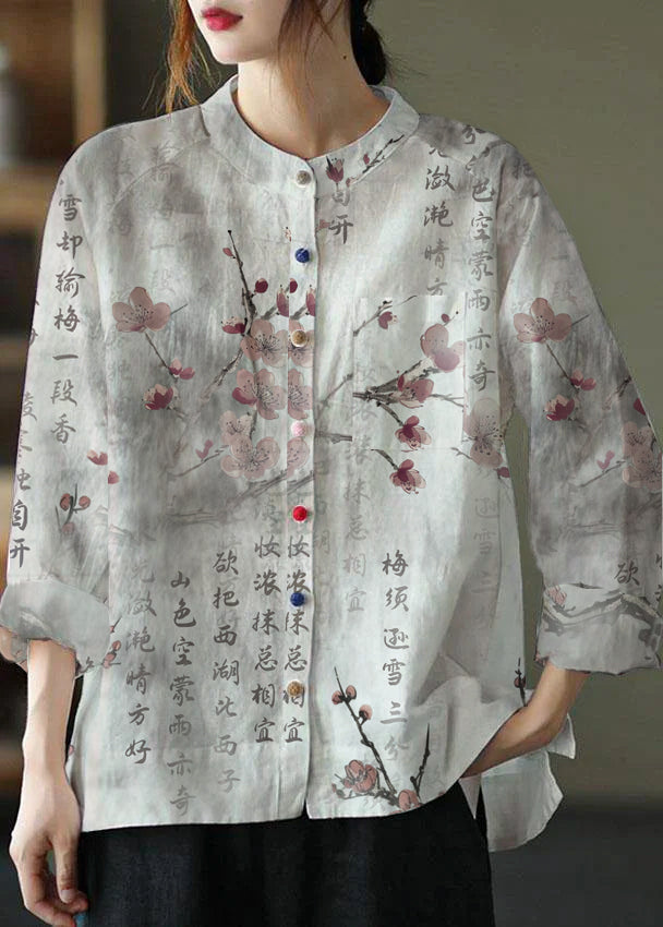 Modernes weißes, lockeres Patchwork-Taschen-Herbst-Langarm-Bluse-Top