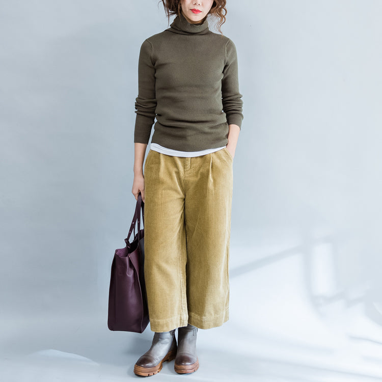 Herbst grün fit pullover mode casual high neck stricken tops
