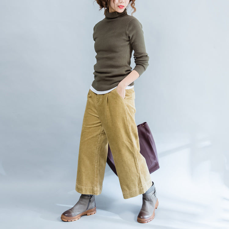 Herbst grün fit pullover mode casual high neck stricken tops