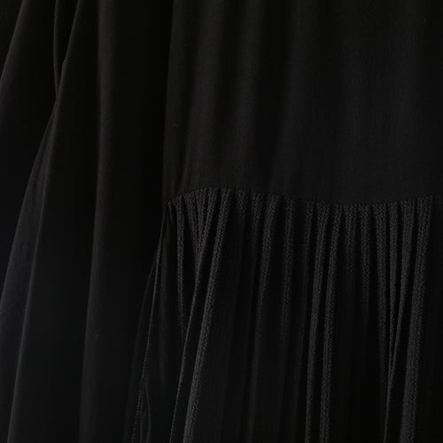 Baggy schwarzes natürliches Chiffonkleid in Übergröße, asymmetrischer Saum, Kaftane, neues O-Ausschnitt-Kleid