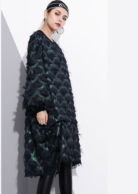 Baggy Herbst Plus Size Kleider Spitze Langarm Casual O Hals Baggy Kleider