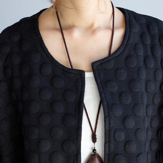 schwarze lässige Baumwoll-Strickjacke in Übergröße mit Armbandärmeln