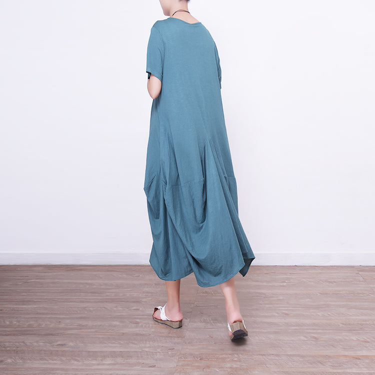 Boutique-Leinenkaftane in Grün, Übergrößen, O-Ausschnitt, Leinen-Maxikleid 2018, Leinenkaftane mit asymmetrischem Saum