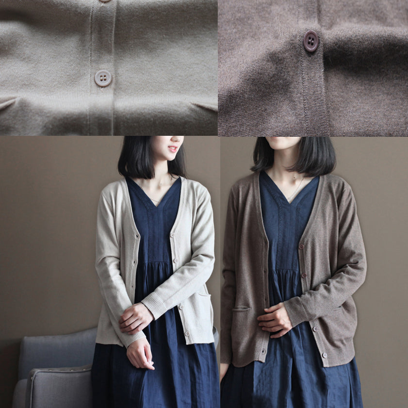 Boutique Nude Kuschelpullover Locker sitzende Strickblusen Neue V-Ausschnitt Herbstbluse Cardigan