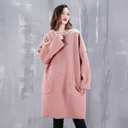 Boutique rosa Bluse trendy plus Größe O Hals Reisekleidung feine Taschen Kleidung Tops