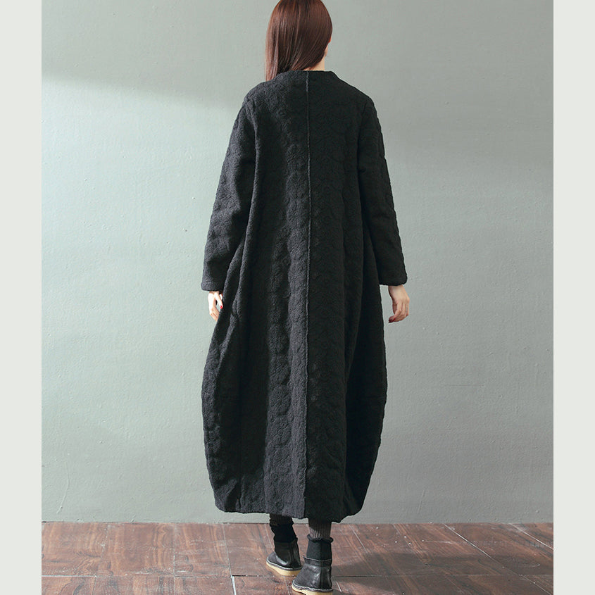 Boutique roter Maximantel trendiger Übergrößen-V-Ausschnitt Baggy-Mäntel feiner Jacquard-Wollmantel