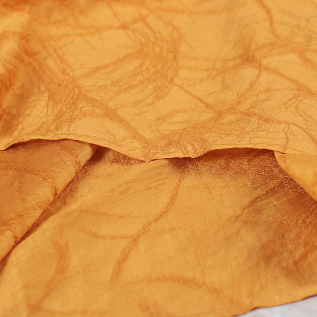 Boutique gelbe Kleider aus reinem Leinen übergroßes Leinenkleid lässiges kurzärmliges Jacquard-Leinenkleid mit O-Ausschnitt