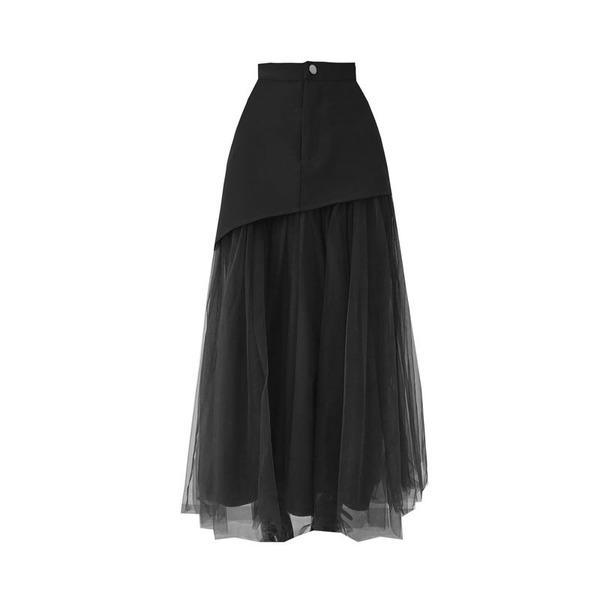 Fashion New Mesh Patchwork Skirt Solid Color Street Trendy Skirt Simplicity Temperament All-match - Omychic