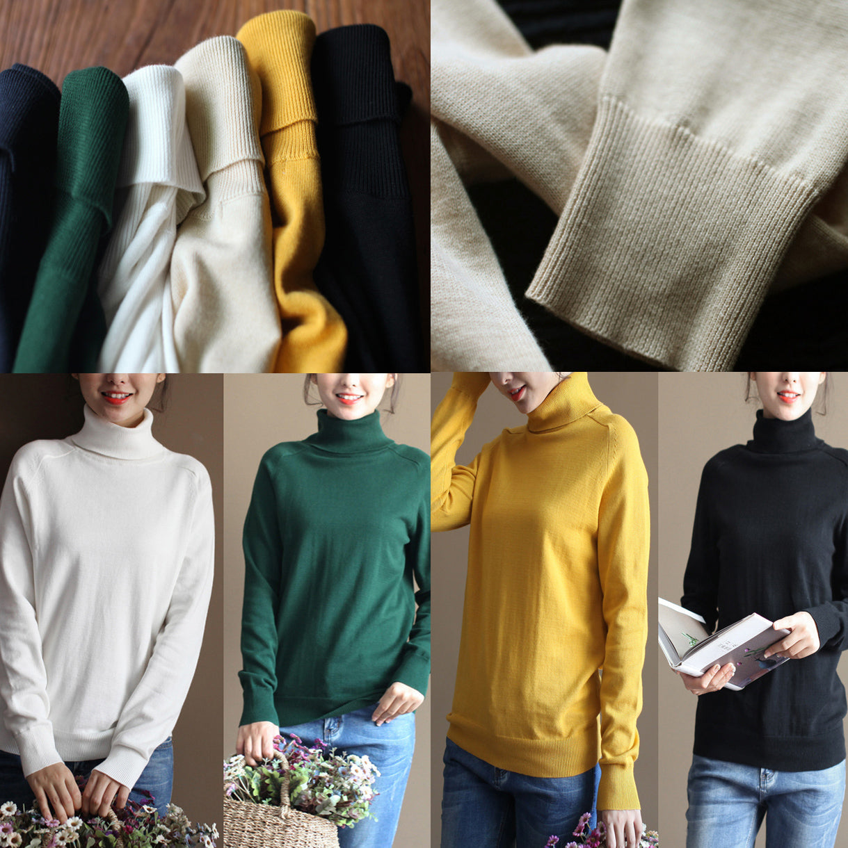 klobigen weißen Pullover Plus Größe gestrickte Blusen Boutique High Neck Top wild