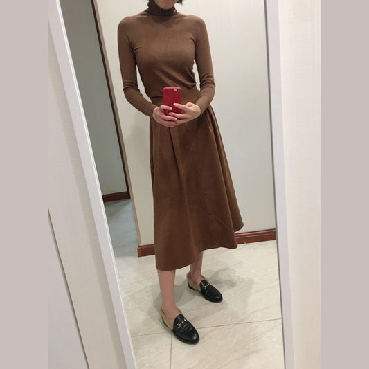 cozy chocolate winter sweater casual high neck knitted tops boutique knitted sweaters