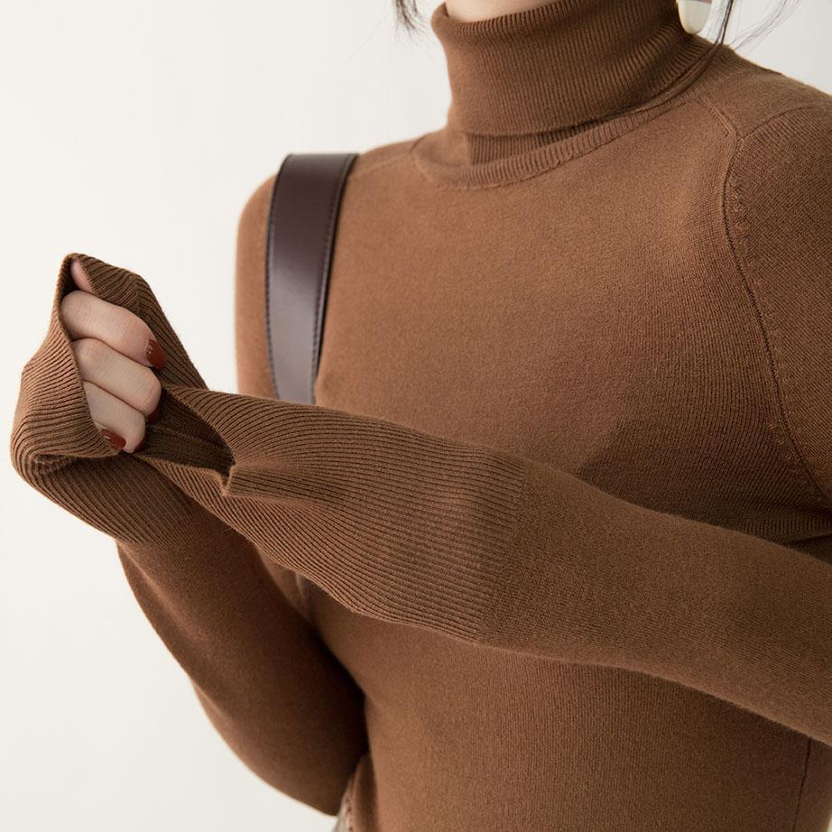 gemütlicher Schokoladen-Winterpullover lässige Strickoberteile mit hohem Halsausschnitt Boutique-Strickpullover