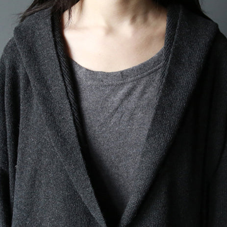Dunkelgraue Mode Wollpullover Mäntel Plus Size elegante lässige Langarm-Strickjacken