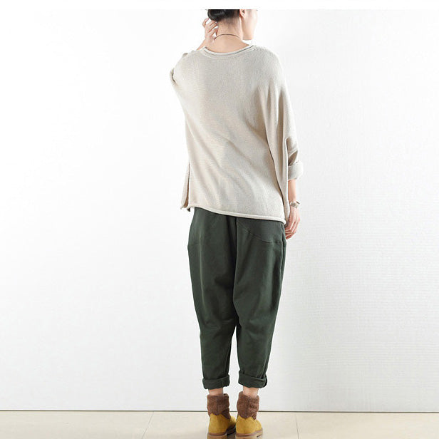 dunkelgrüne warme Baumwoll-Winterhose Oversize-Hose 2024