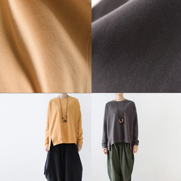 dunkelgraue kurze Sweatshirts Damen Oversize Pullover Baumwolltops