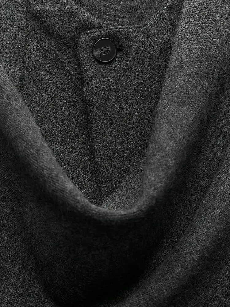 Deep gray wrap-style wool blazer