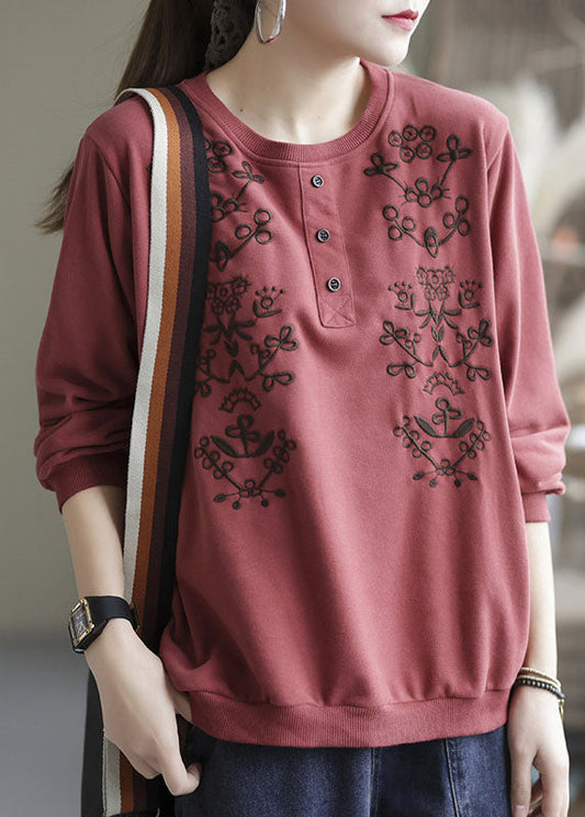 diy gelb bestickte Blumen-Baumwoll-Tops Frühling