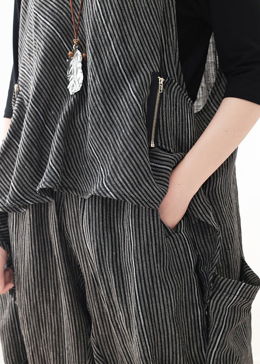 DIY graues Leinen-Arbeitsoutfit, asymmetrische zweiteilige Haremshose, A-Linie, Frühlingsoberteile