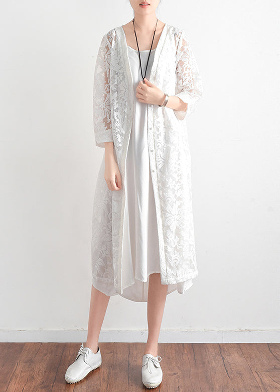 Diy weiß spitze kleidung Frauen Baumwolle v-ausschnitt täglichen sommer aushöhlen