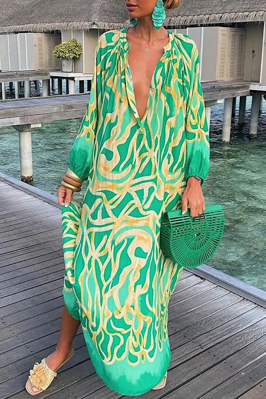 ABSTRACT BUTTON SHIRT DRESS