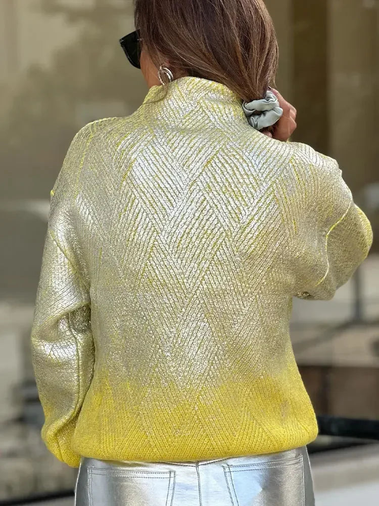 Silver Glow Knit Winter Sweater