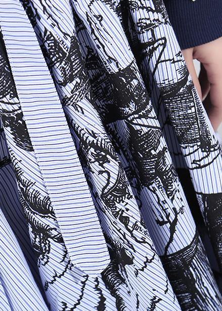 fall new women wild patchwork skirts high waist asymmetric maxi skirts - SooLinen