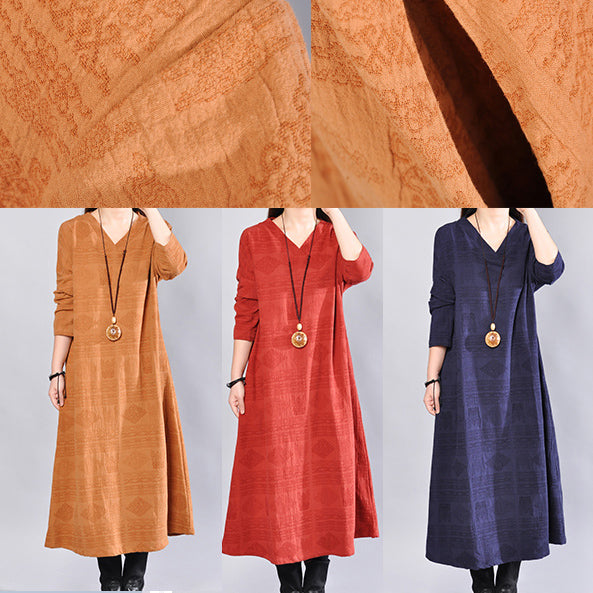 Mode Burgund Midi-Länge Leinenkleid übergroße Leinen Kleidung Kleider elegante Rückseite offene V-Ausschnitt Leinen Kleidung Kleid