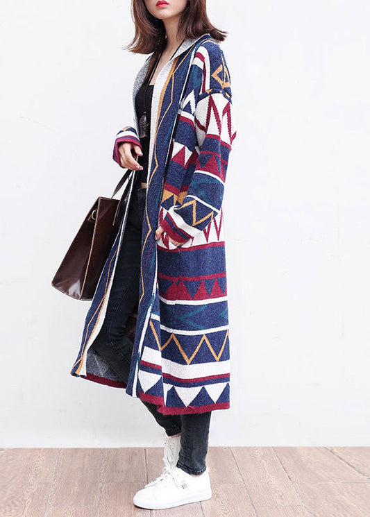 mehrfarbige, modische Strickjacken aus Baumwolle mit lockerer, lässiger Passform und langen Ärmeln