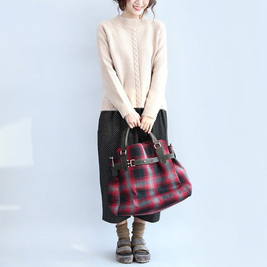 neue beige lässige Baumwolle Zopfmuster Tops übergroßen seitlich offenen Mode Pullover