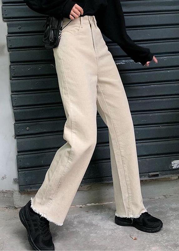new fall women casual wide leg pants wild corduroy trousers - SooLinen