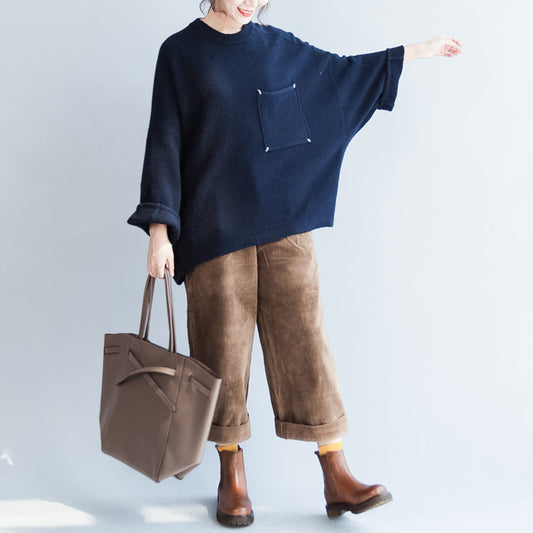 neue Mode Plus Size Strickpullover Marine dicke Fledermausärmel Pullover