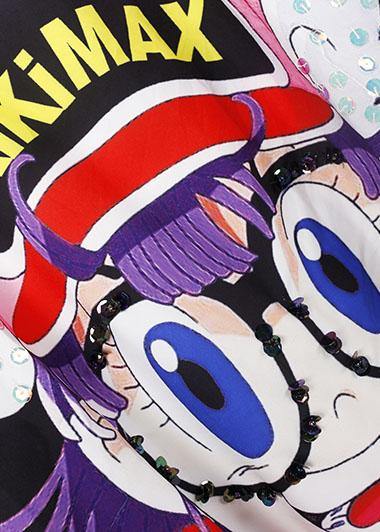 new summer black cartoon prints women casual jumpsuit harem pants - SooLinen