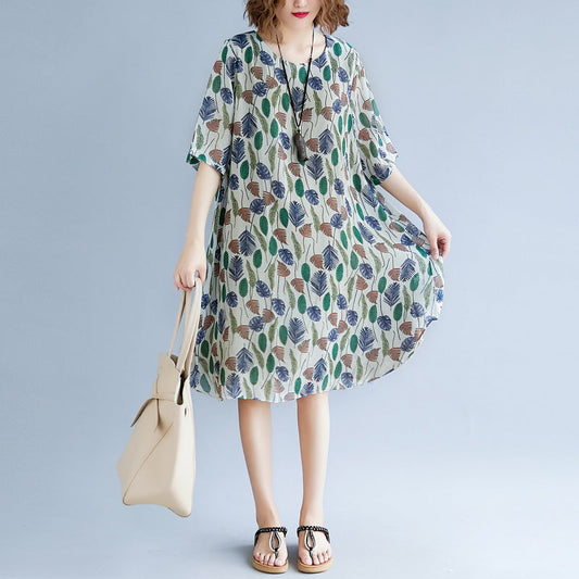 Original entworfenes Urlaubskleid mit O-Ausschnitt und kurzen Ärmeln, Brautjungfernkleid, Baggy-Kleider, Maxi-Kleider