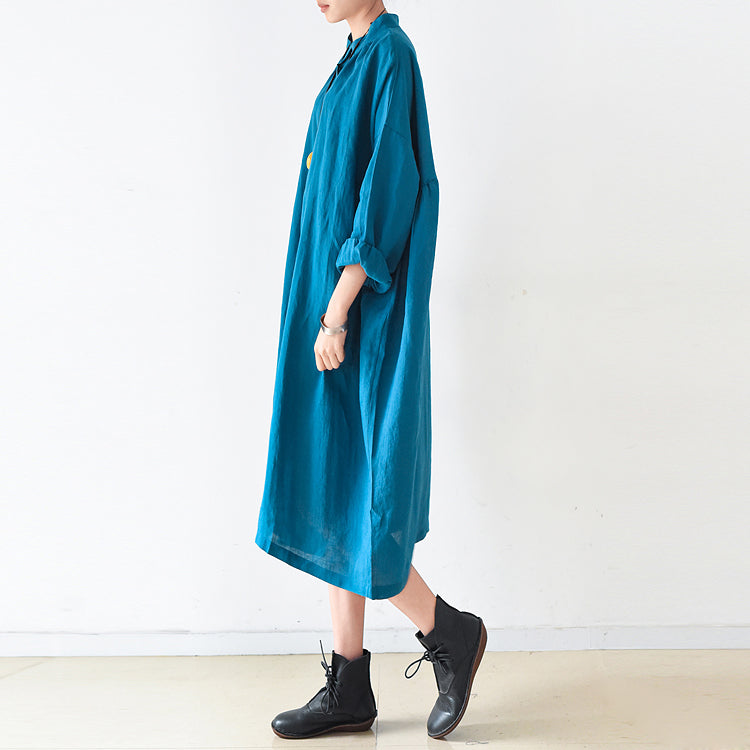 Plus Size Leinenkleider 2024 Trend Blaue Oversize Shirts Kaftane Herbst Outfits