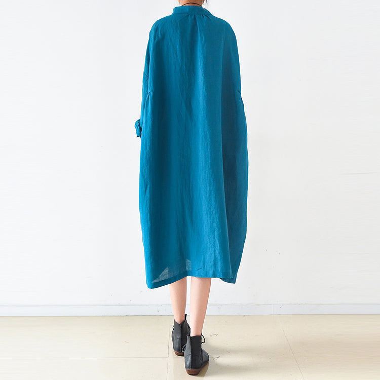 Plus Size Leinenkleider 2024 Trend Blaue Oversize Shirts Kaftane Herbst Outfits