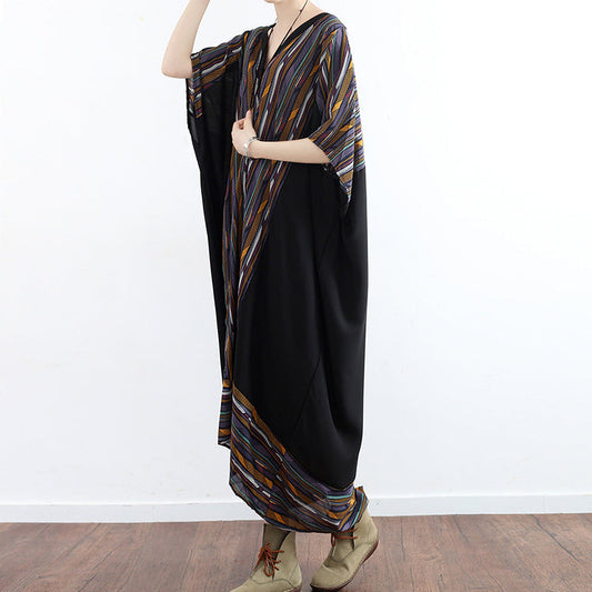 Sommerkleid mit Print, fließende Chiffon-Strandkleider, übergroße Kaftane, Übergrößenkleid