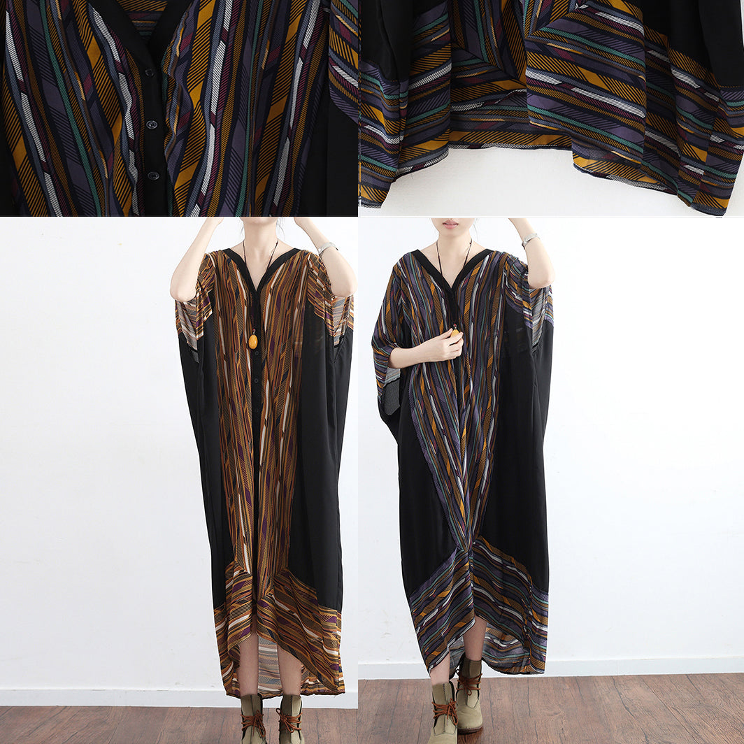 Sommerkleid mit Print, fließende Chiffon-Strandkleider, übergroße Kaftane, Übergrößenkleid