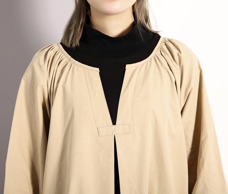 stylisches schwarzes Herbstkleid in Übergröße Rollkragen-Maxikleid aus Baumwollmischung Vintage-Vorderseite offen falsche zweiteilige Kaftane aus Baumwollmischung