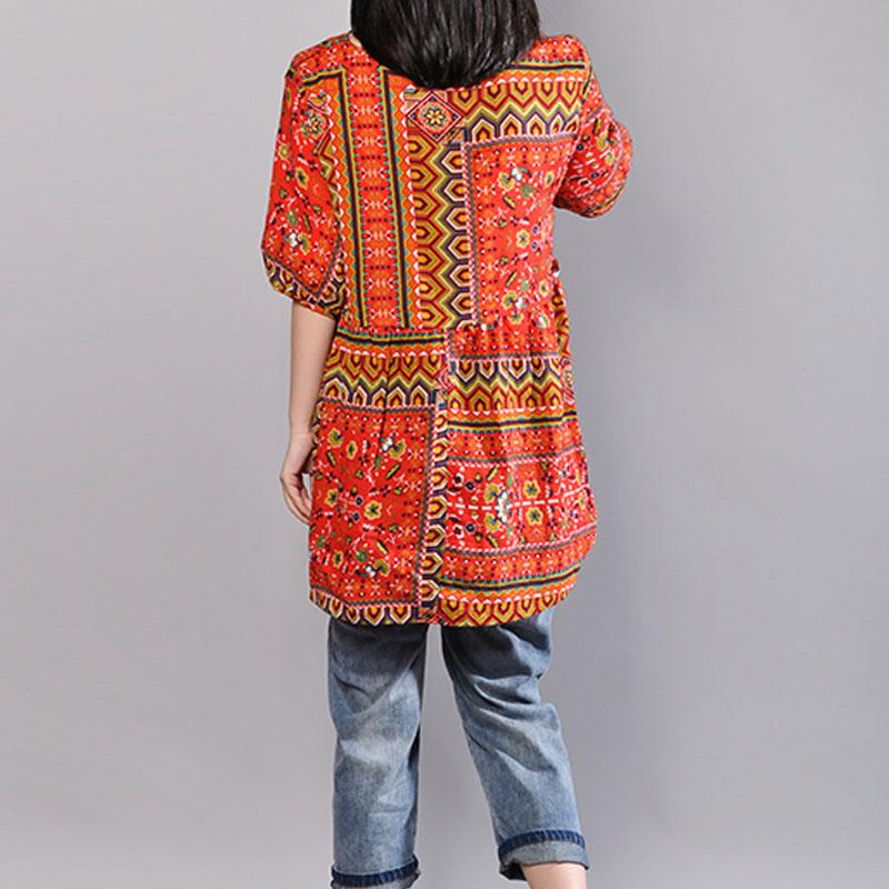 stylische Baumwollblusen Locker sitzende bedruckte Damen-Sommerpullover Lose Baumwolloberteile