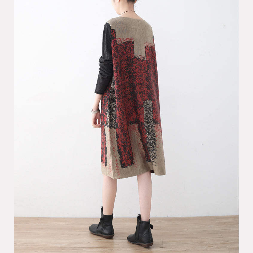stylisches khakifarbenes Strickkleid trendiger Patchworkpullover in Übergröße feiner asymmetrischer Pullover
