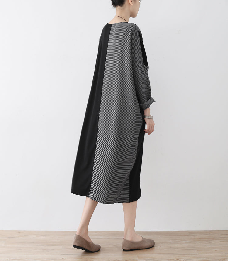 die verlorenen 2024 Streifen Baumwollkaftane Mode Baumwollkleider lange übergroße Freizeitoutfits
