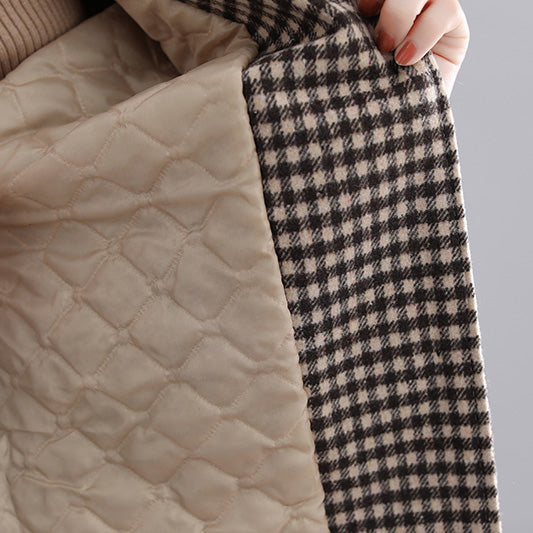 dick karierte Damenparkas, trendiger warmer Wintermantel mit Kapuze in Übergröße, luxuriöse Wintermäntel mit langen Ärmeln