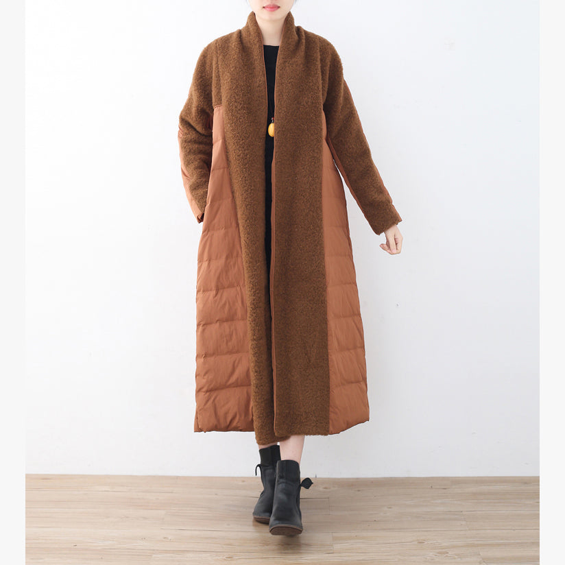 feine braune Pufferjacken plussize hochgeschlossener Steppmantel feine Mäntel