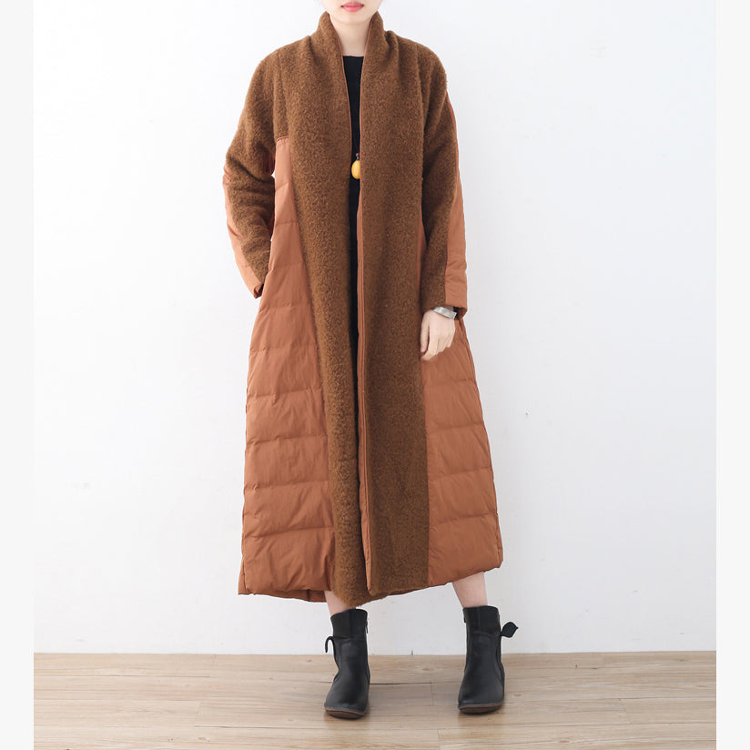 feine braune Pufferjacken plussize hochgeschlossener Steppmantel feine Mäntel