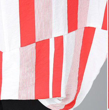 Feine Baumwolloberteile übergroßes lässiges Sommer-Kurzarm-T-Shirt mit marineblauen Streifen