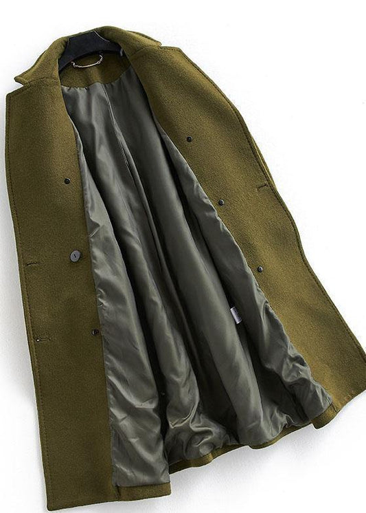 Woolen Coat trendy plus size long double breast women coats Notched - SooLinen